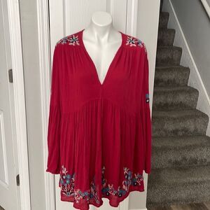 FREE PEOPLE EMBROIDERY  MINI DRESS BOHEMIAN BOHO HIPPIE SIZE SP